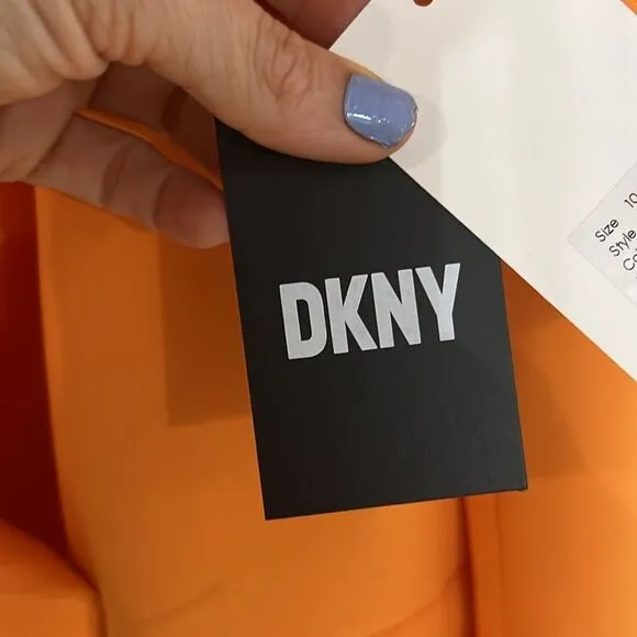 NWT DKNY Orange Double-Breasted Boyfriend Blazer Gold