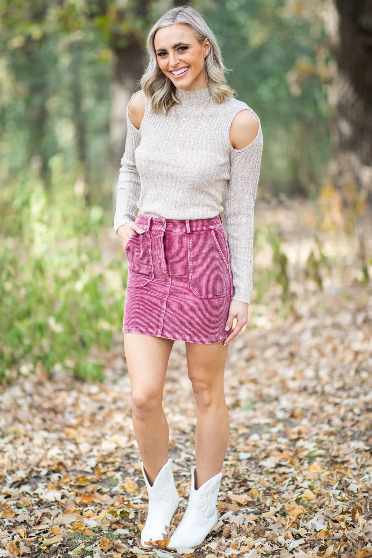 Oatmeal Lightweight Sweater With Cutouts