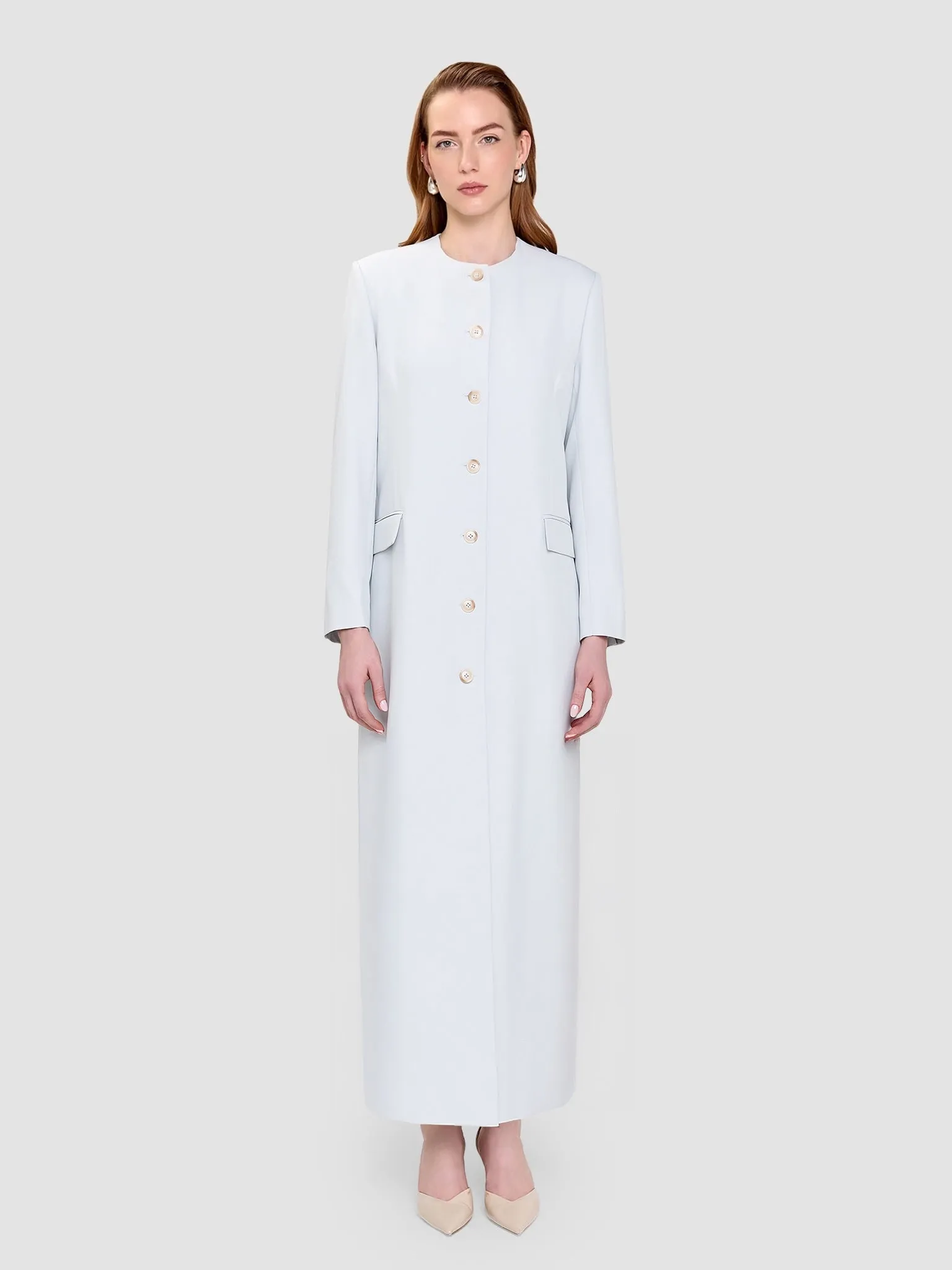 Ohood Long Jacket - Cloud Blue