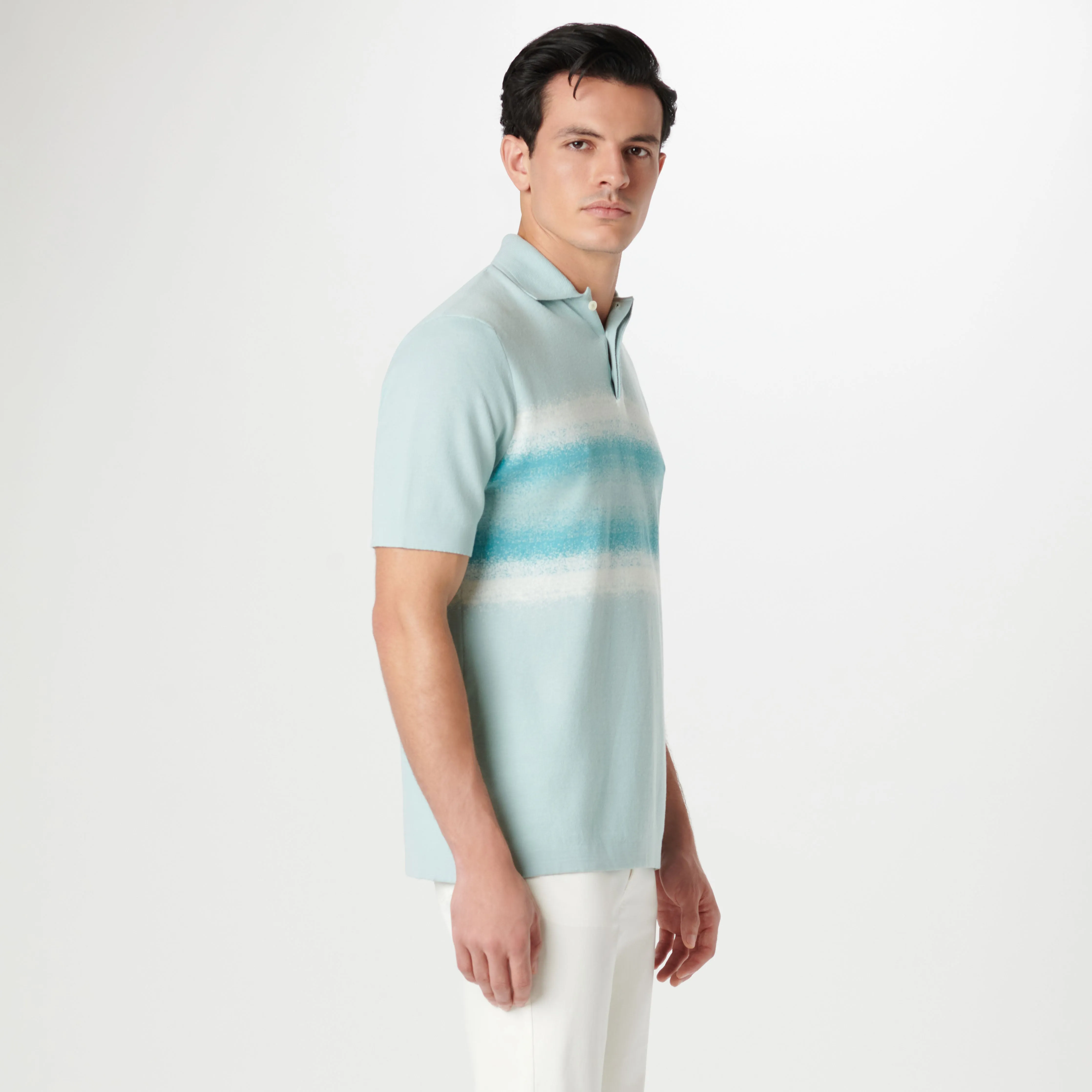 Ombre Stripe Short Sleeve Polo Sweater