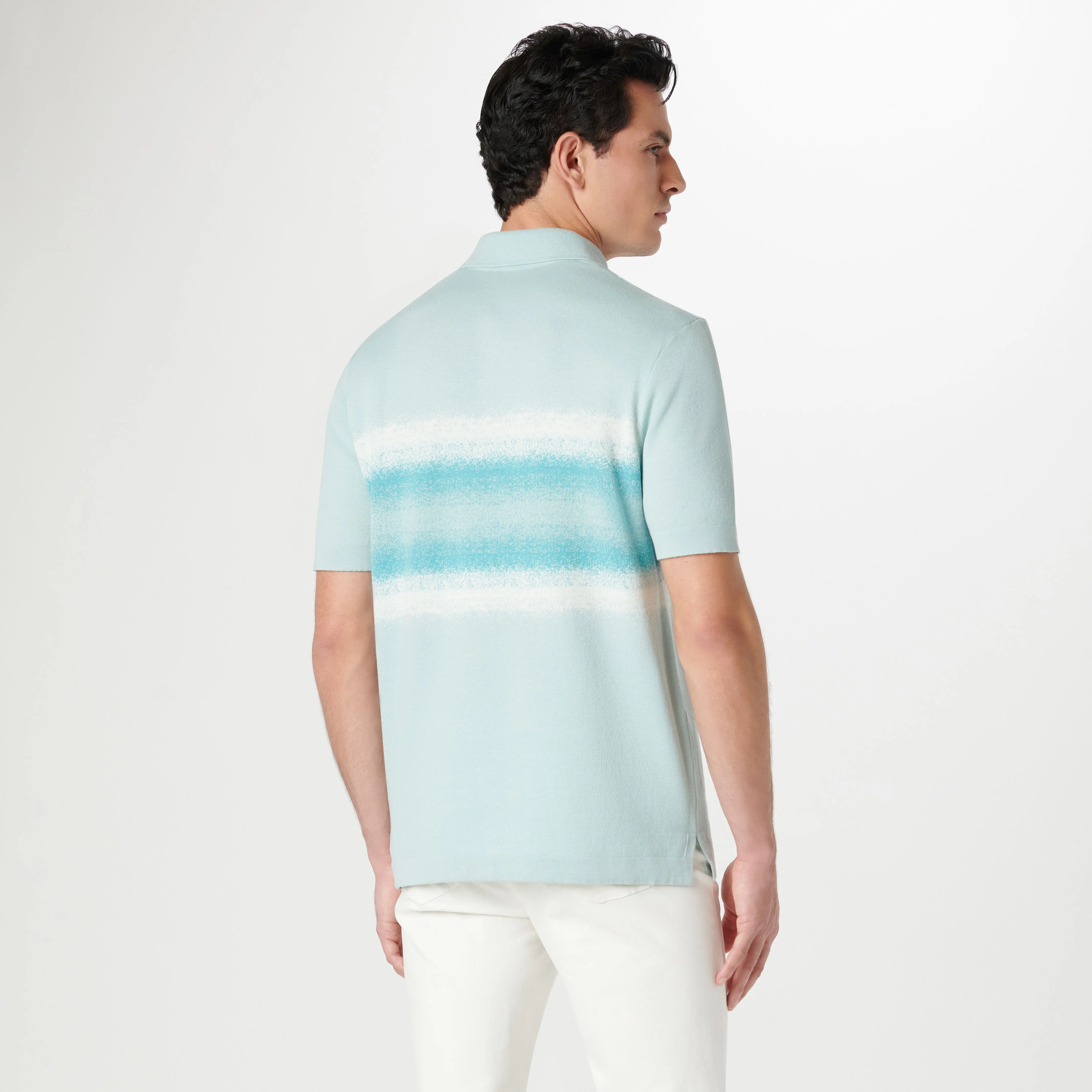 Ombre Stripe Short Sleeve Polo Sweater