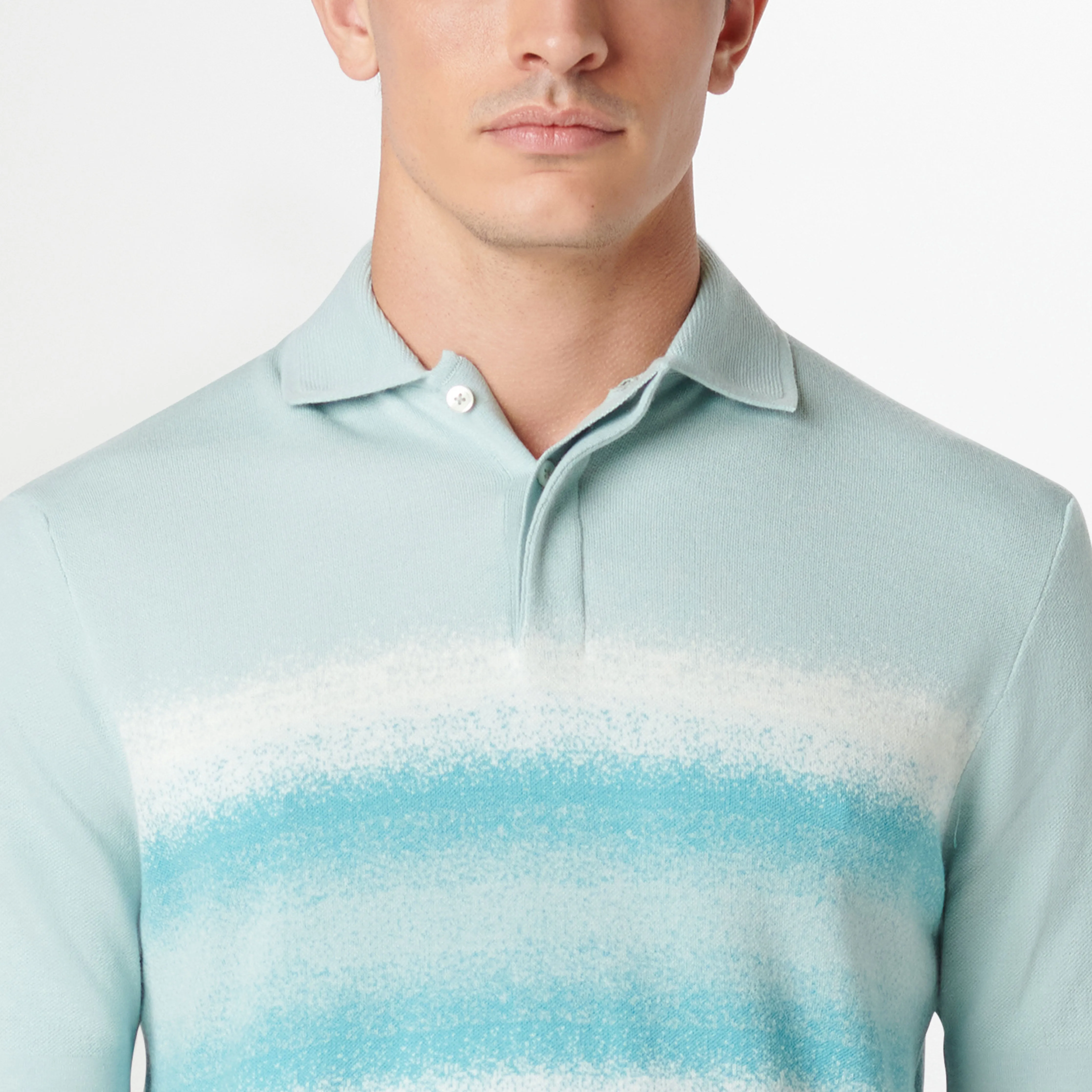 Ombre Stripe Short Sleeve Polo Sweater