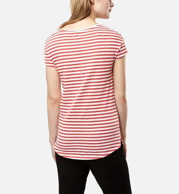 O'Neill Womens Stripe Script SS T Shirt White Pink