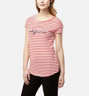 O'Neill Womens Stripe Script SS T Shirt White Pink