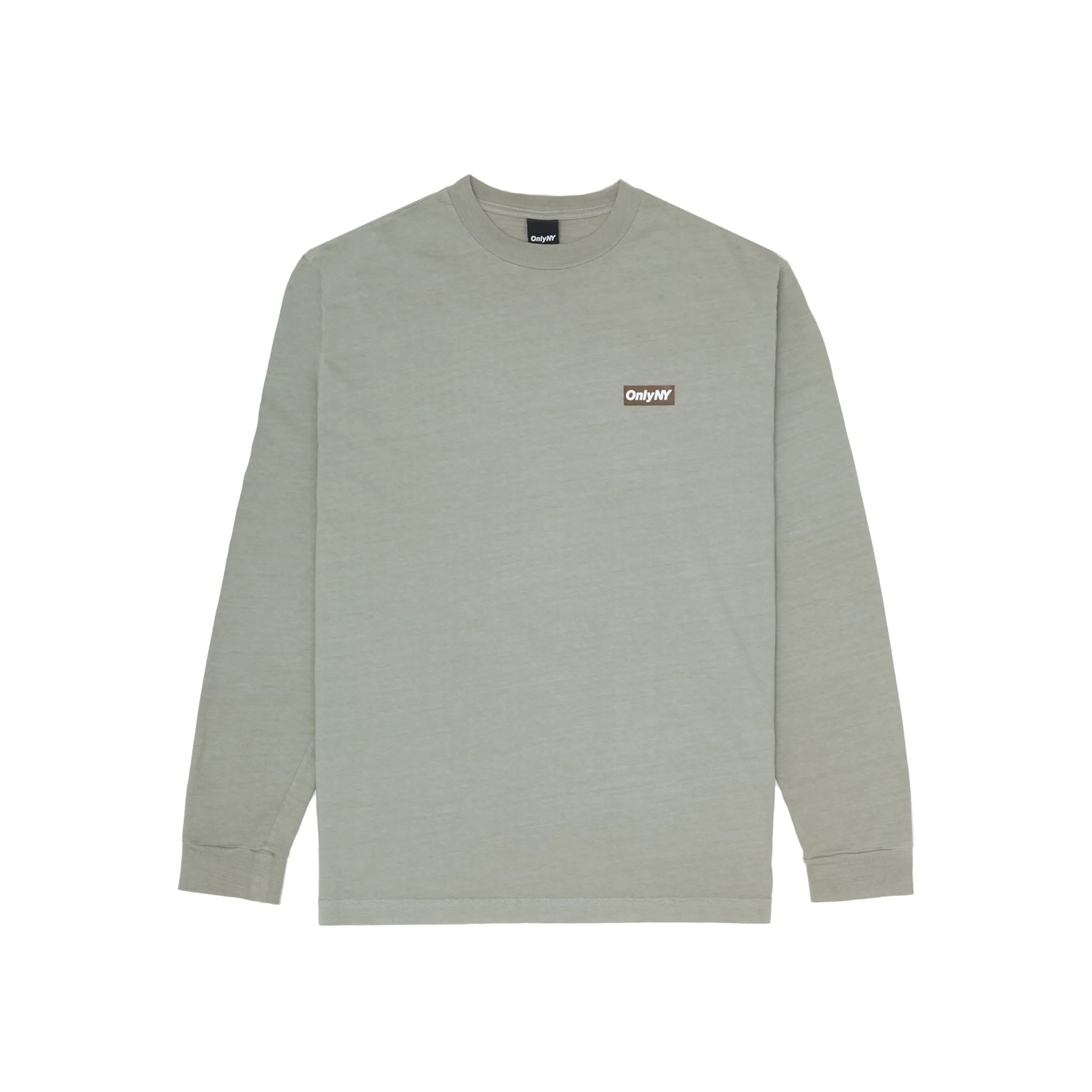 Only NY Block Logo Long Sleeve T-Shirt - Light Sage/Brown