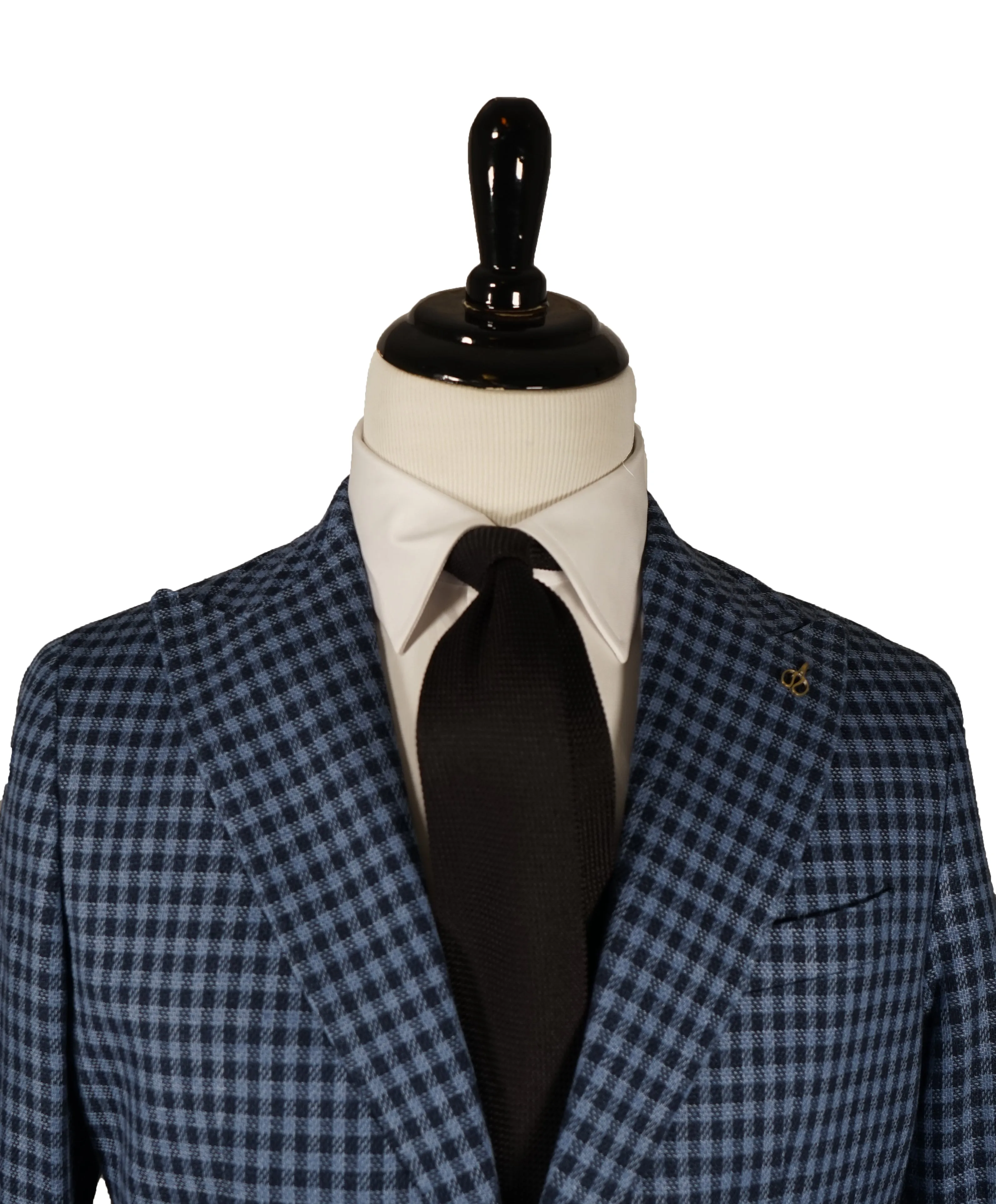PAOLONI -Wide Peak Lapel Plaid Linen Blazer - 40R