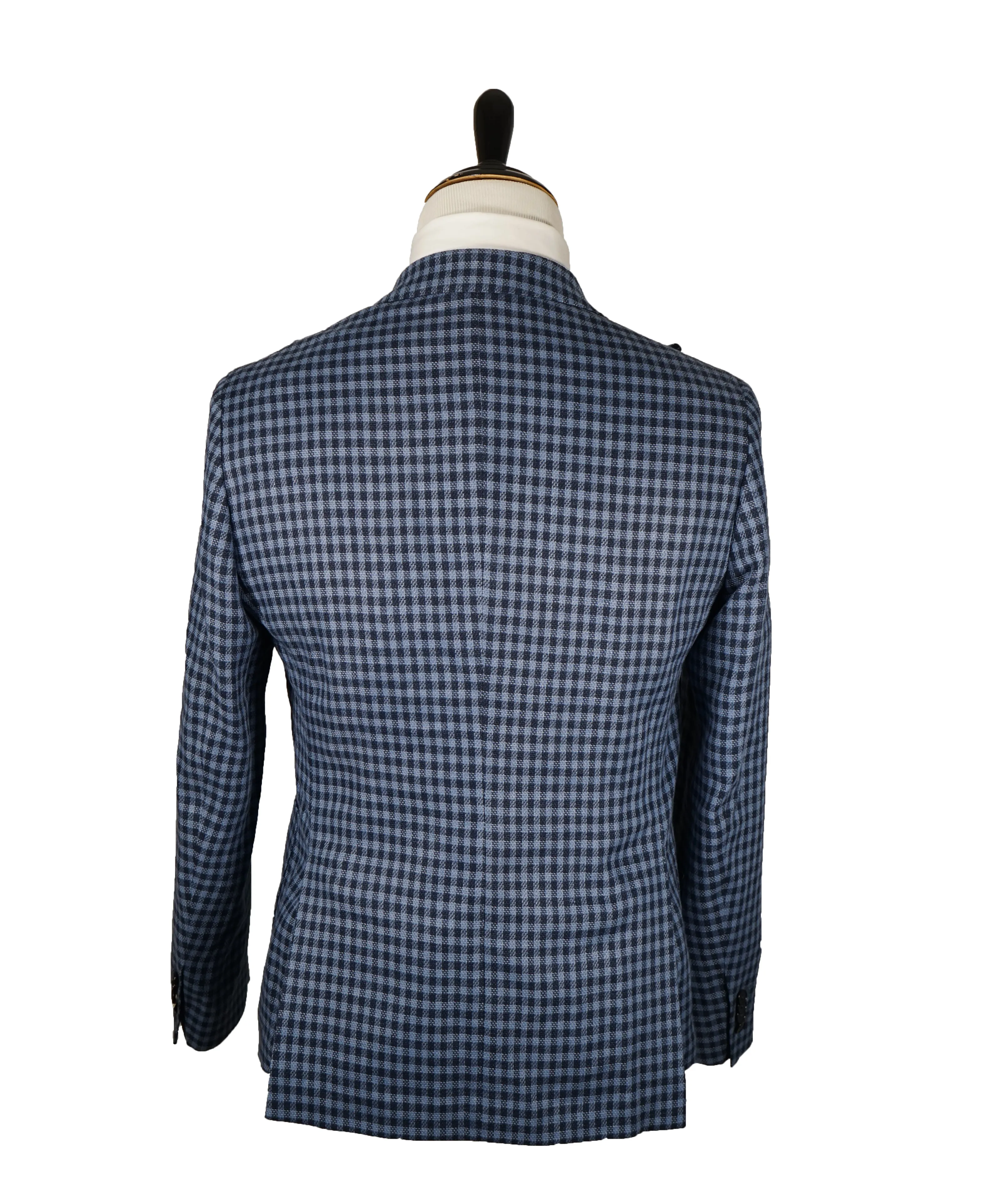 PAOLONI -Wide Peak Lapel Plaid Linen Blazer - 40R