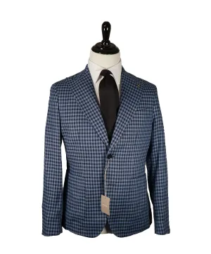 PAOLONI -Wide Peak Lapel Plaid Linen Blazer - 40R