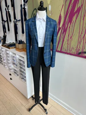 Pelotonia Feminine Navy Plaid Blazer