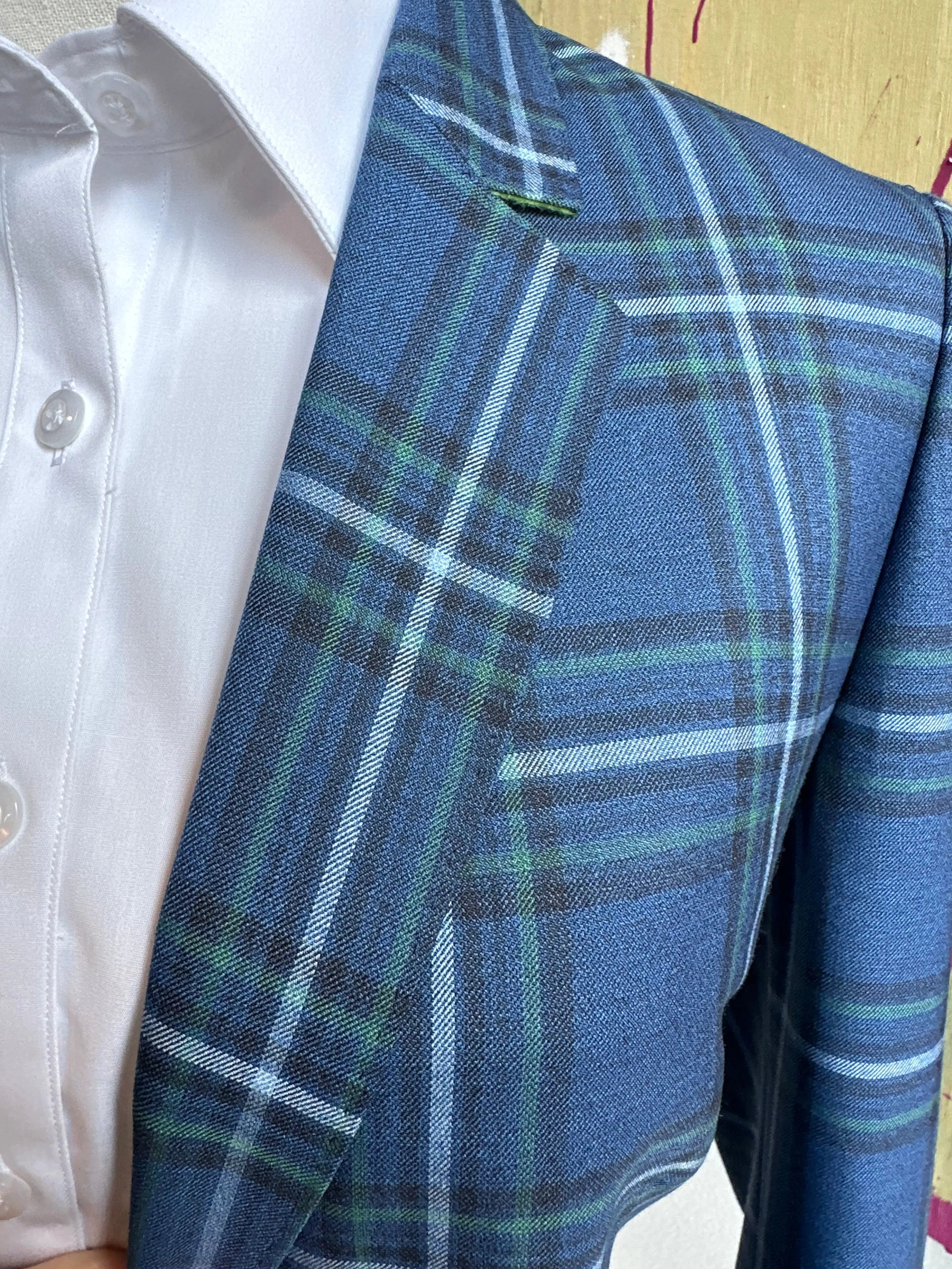 Pelotonia Feminine Navy Plaid Blazer