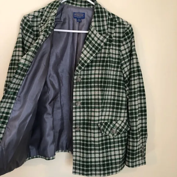 Pendleton Green Plaid Blazer, Size 14 Petite