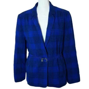Pendleton Vintage Plaid Belted Blazer, Size 14