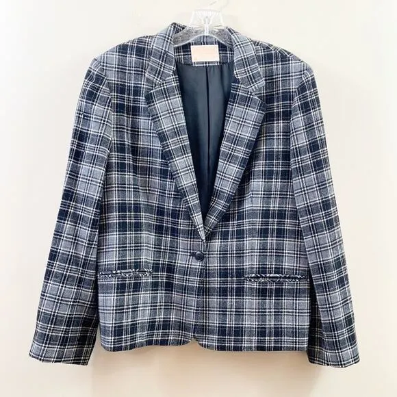 Pendleton Virgin Wool Plaid Black/Gray Blazer Jacket
