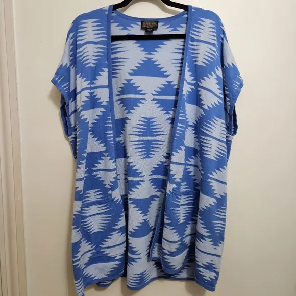 Pendleton Women’s Blue Aztec Print Lightweight Sweater Duster Size L-XL