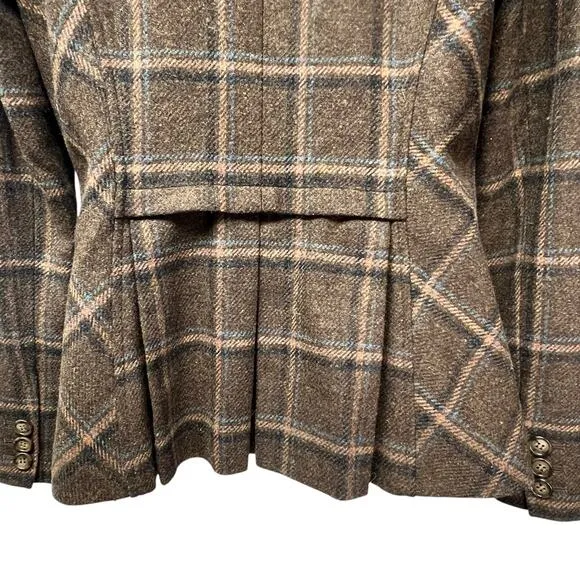Peruvian Connection Merino Lambswool &amp; Velvet Collar Tweed Blazer Jacket Size 8