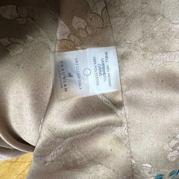 Peruvian Connection Merino Lambswool &amp; Velvet Collar Tweed Blazer Jacket Size 8