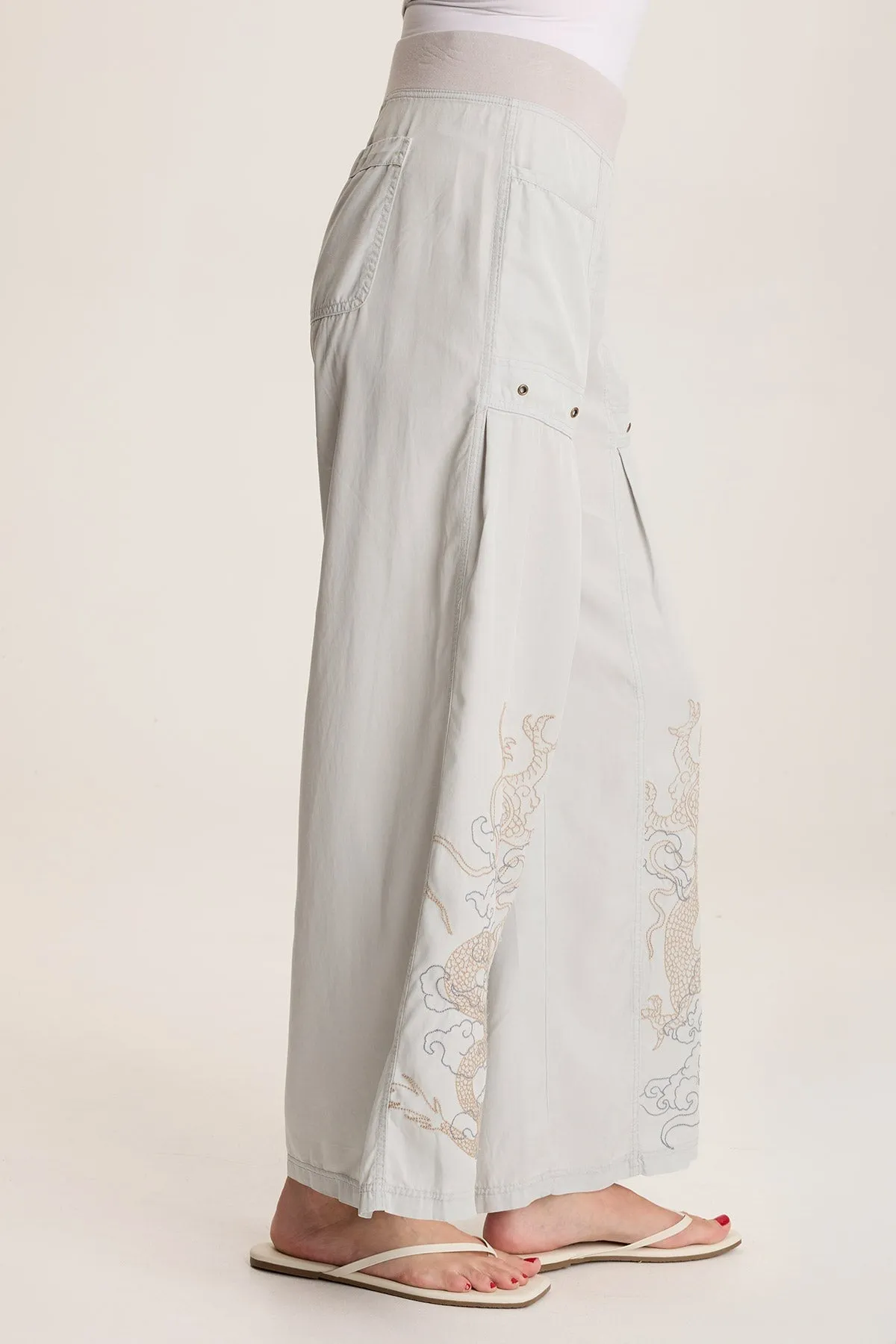 Phedora Twill Embroidered Wide Leg Pant