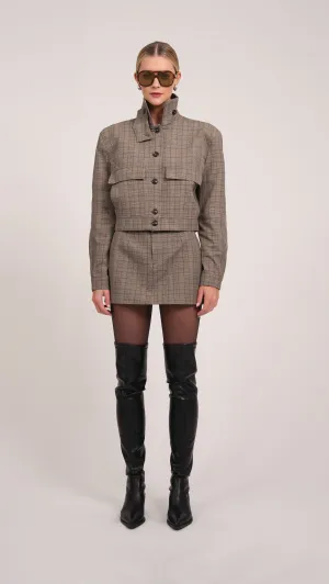 Phoebe Bomber Jacket - Plaid Brown