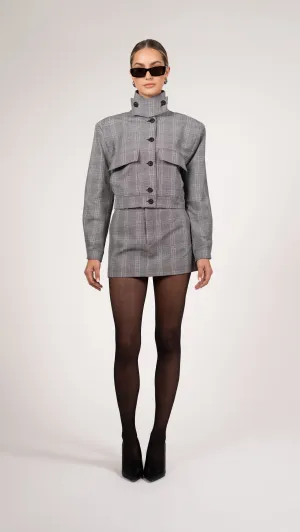 Phoebe Bomber Jacket - Plaid Grey
