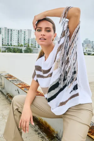 Pima Cotton Bouclé Southwest Crewneck Sweater