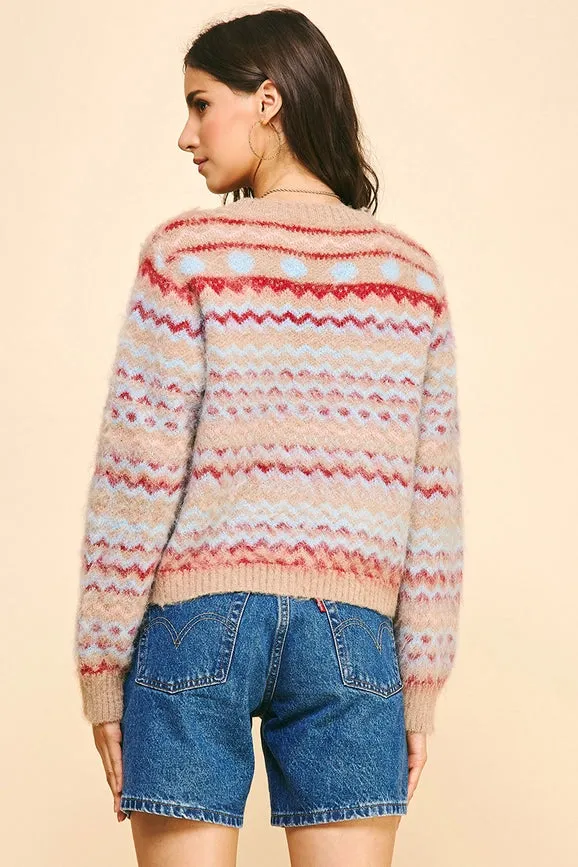 Pinch Striped Pattern Sweater Cardigan