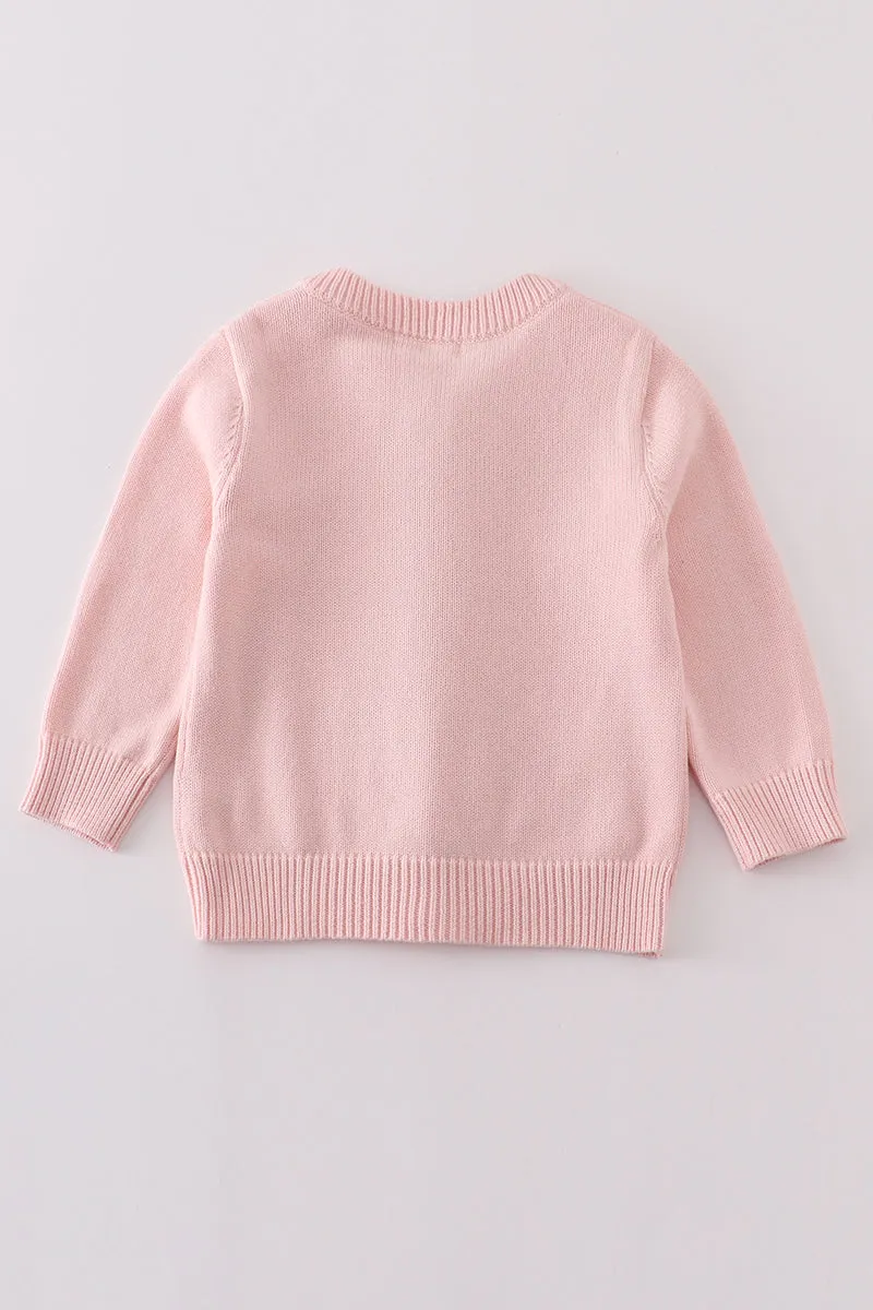 Pink Bow Tie Cardigan Sweater
