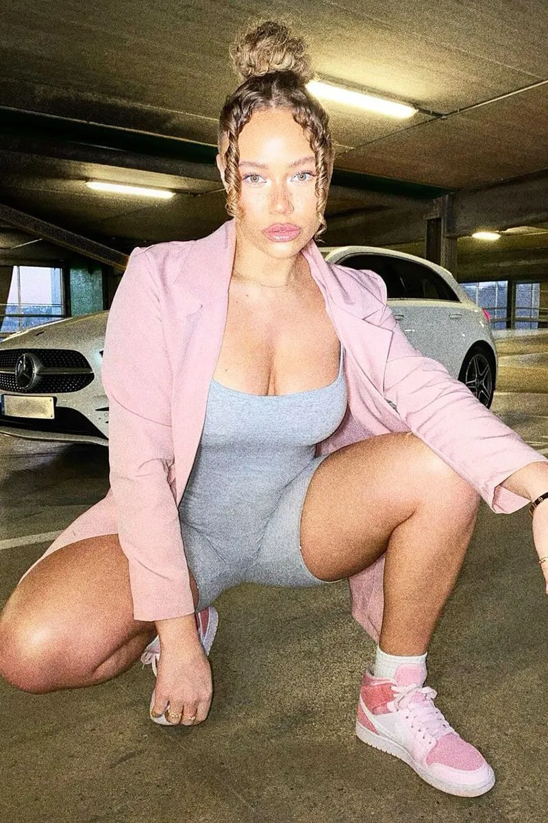 Pink Double Breasted Longline Blazer - Izelle