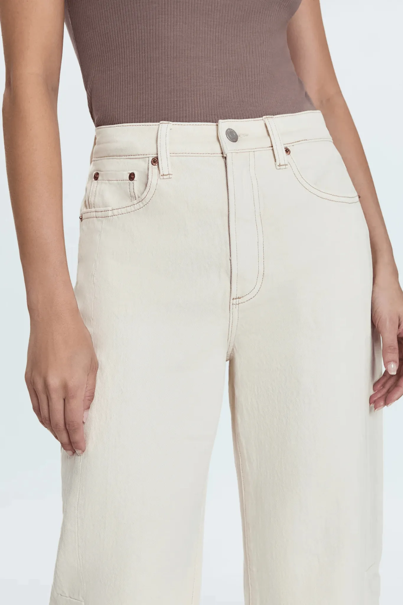 Pistola: Eli High Rise Arched Leg Pant in Ecru