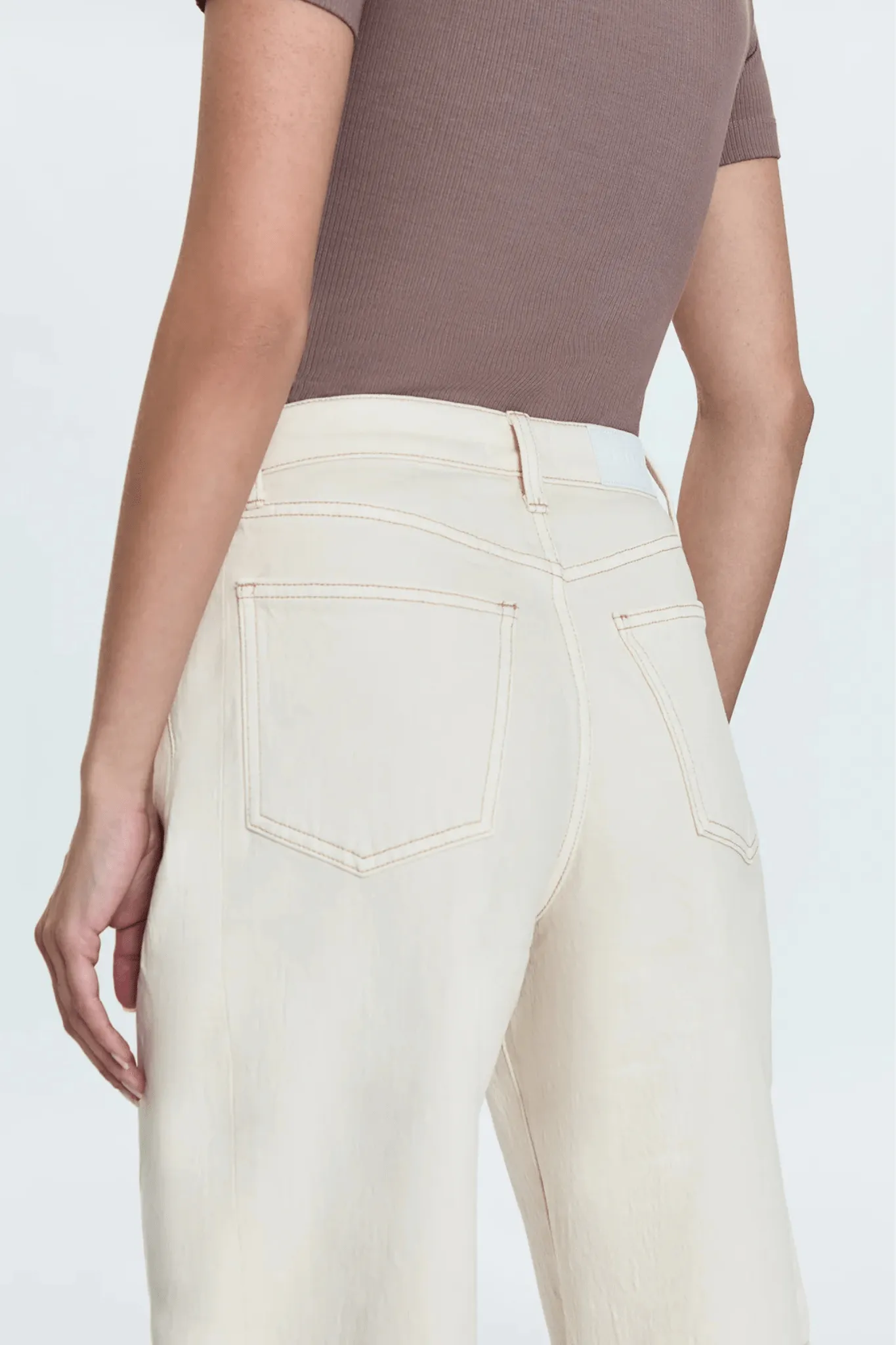 Pistola: Eli High Rise Arched Leg Pant in Ecru