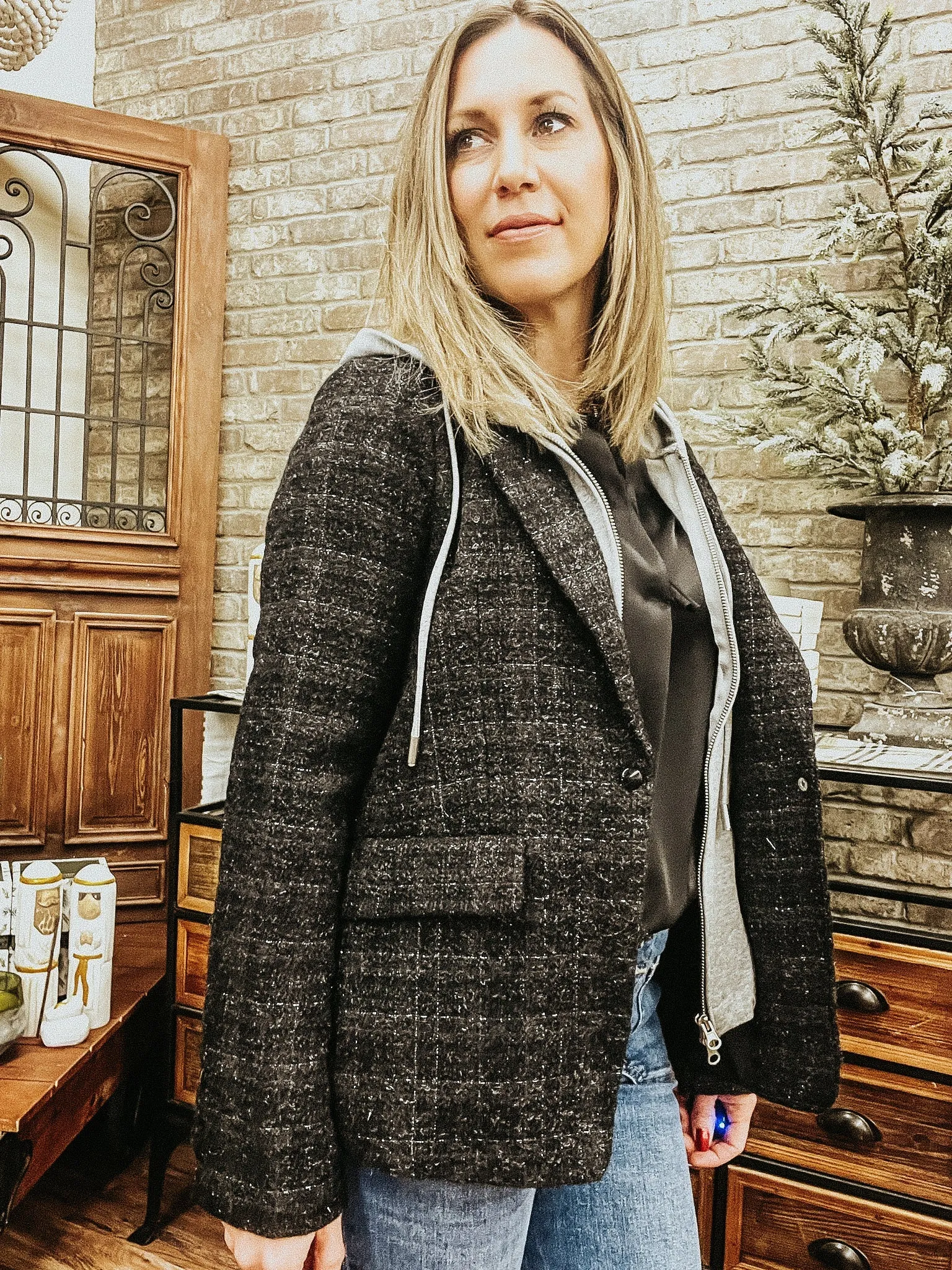 Plaid Hooded Jacket