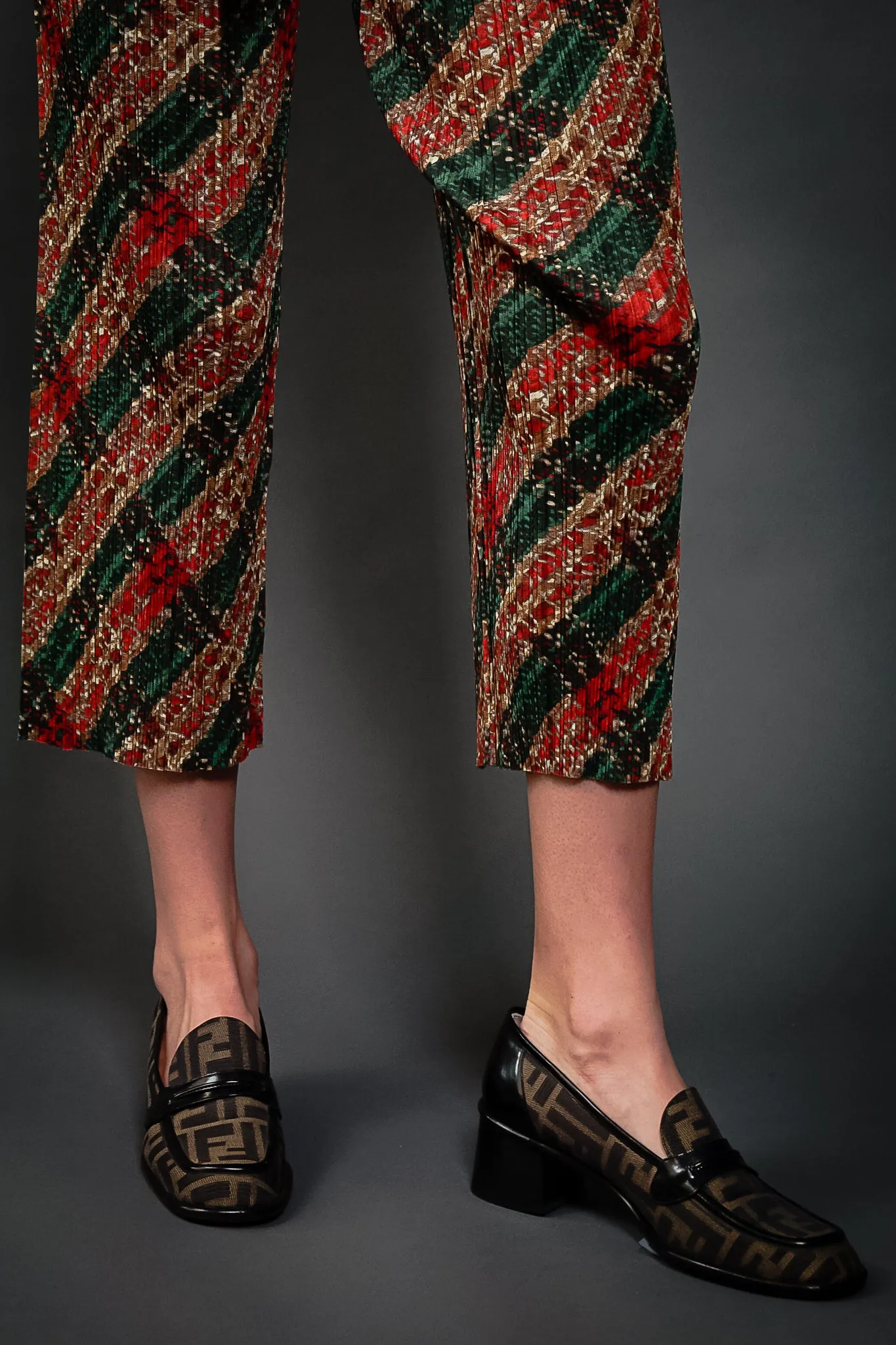 Plaid Stripe Pleated Pant