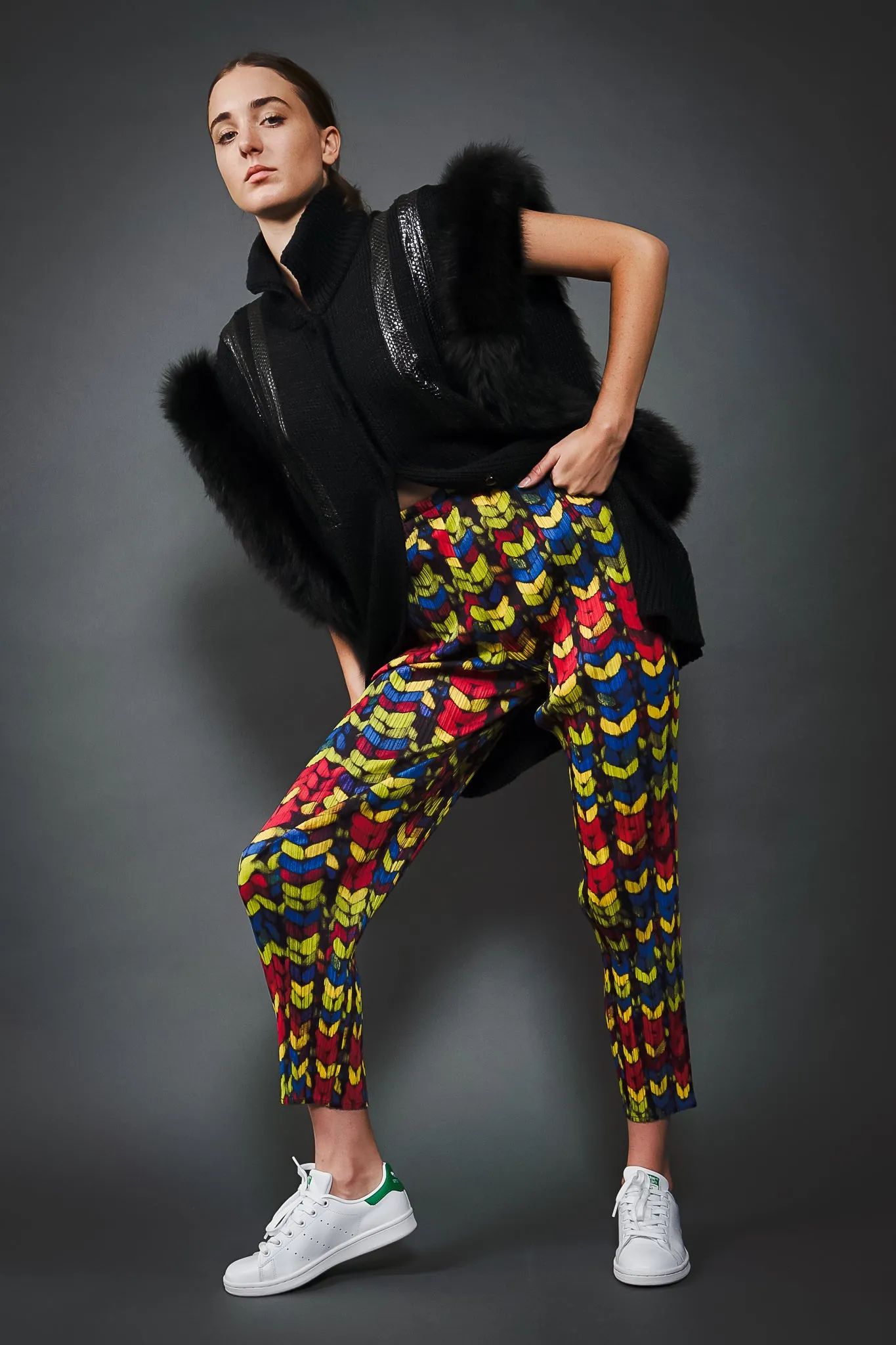 Pleated Yarn Print Pant