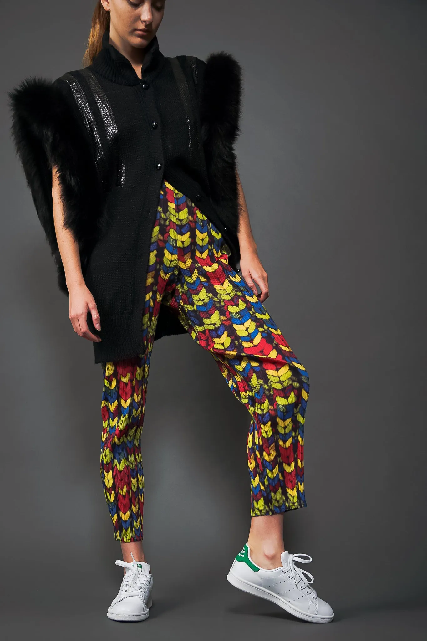 Pleated Yarn Print Pant