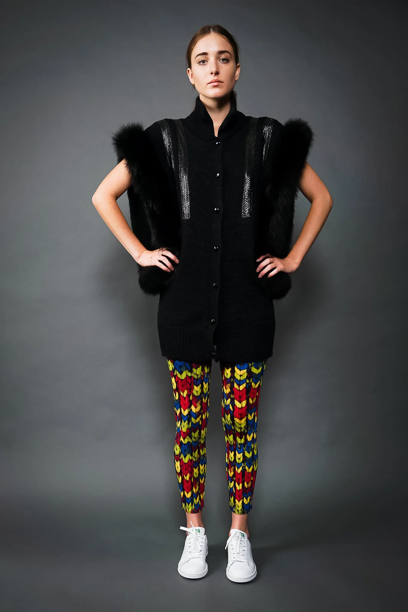 Pleated Yarn Print Pant