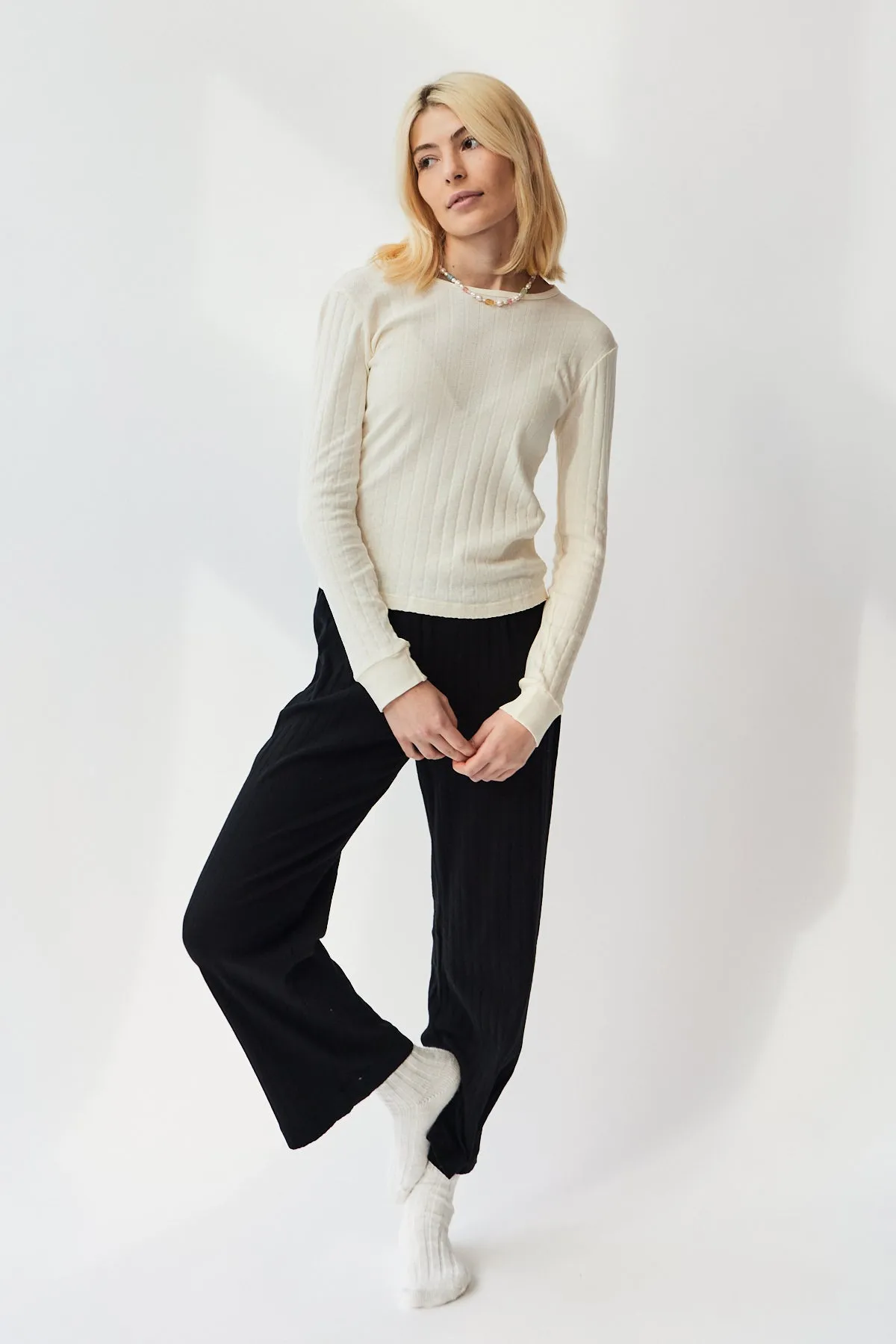 Pointelle Simple Crop Pant