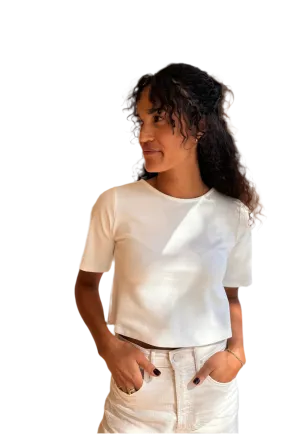 Ponte Knit Short Sleeve in off white
