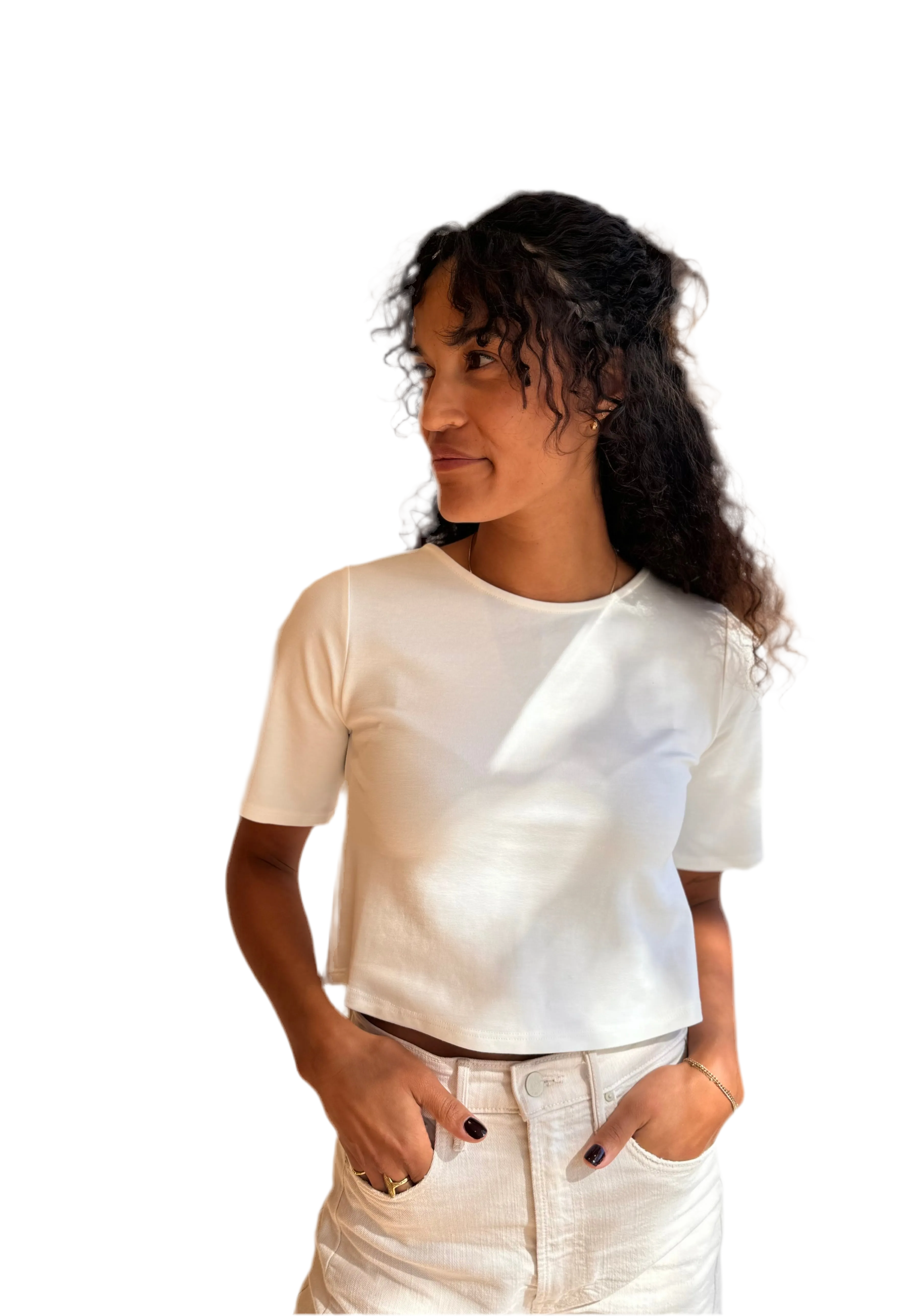 Ponte Knit Short Sleeve in off white