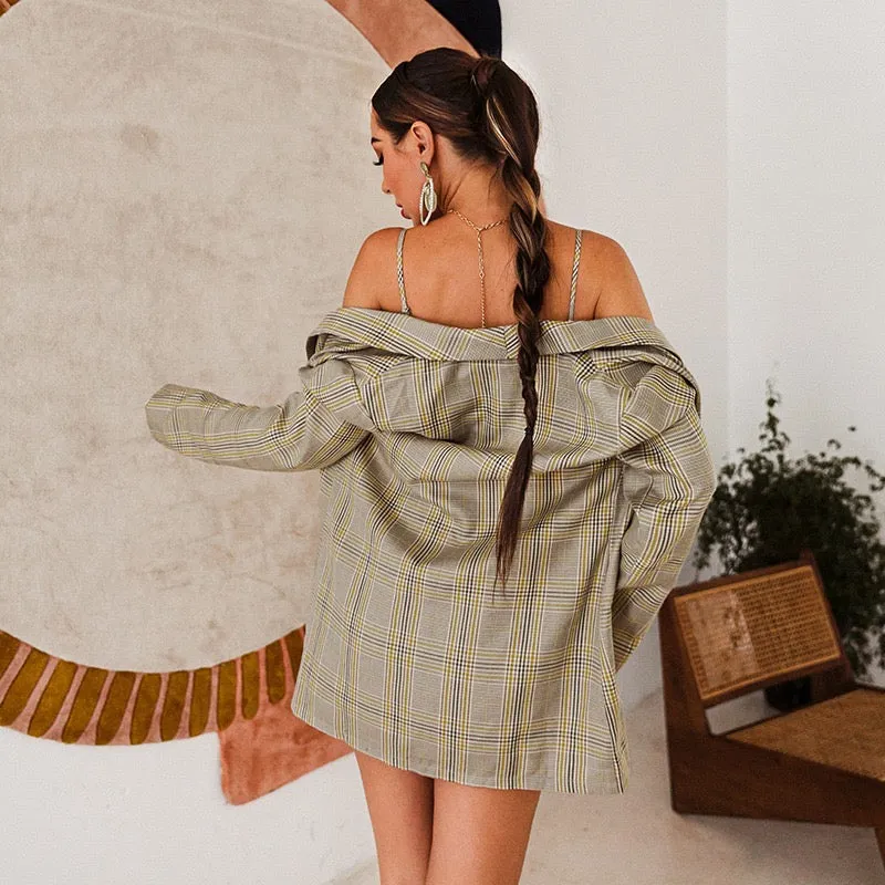 PRE-ORDER We're Mad for Plaid Trendy 3-Piece Shorts, Crop Top and Blazer Set
