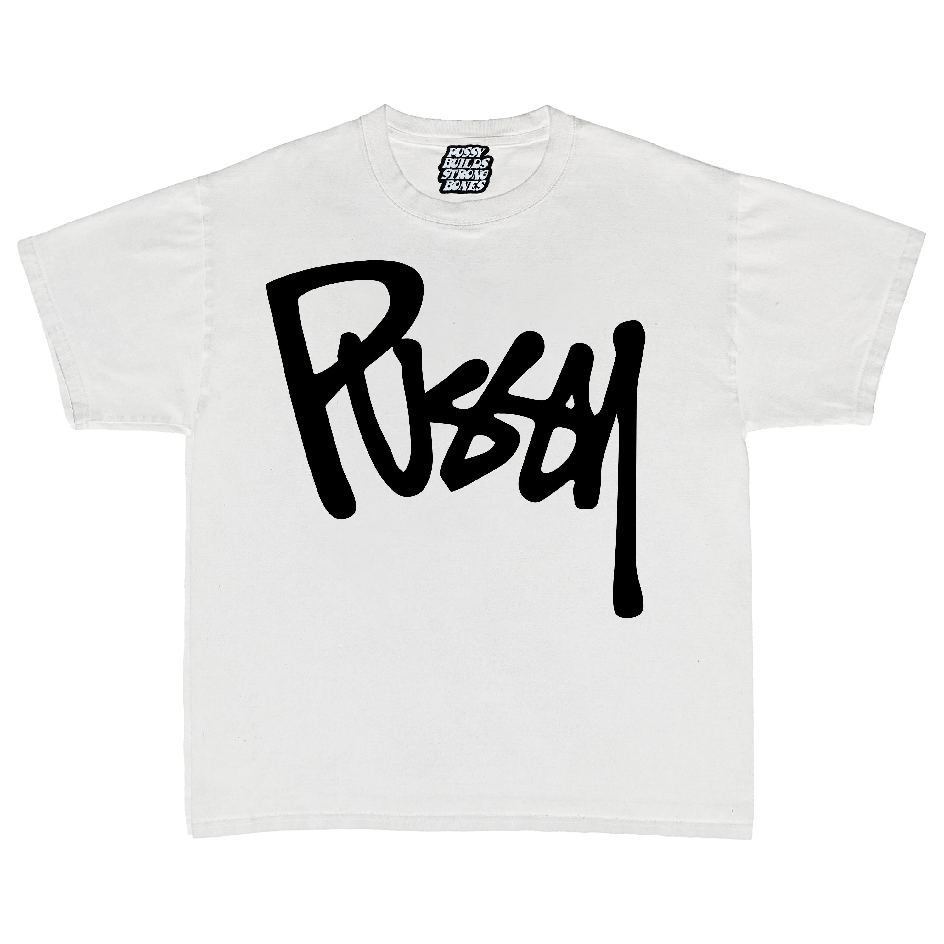 " PUSSY " LOGO WHITE T-SHIRT