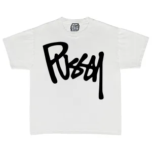 " PUSSY " LOGO WHITE T-SHIRT