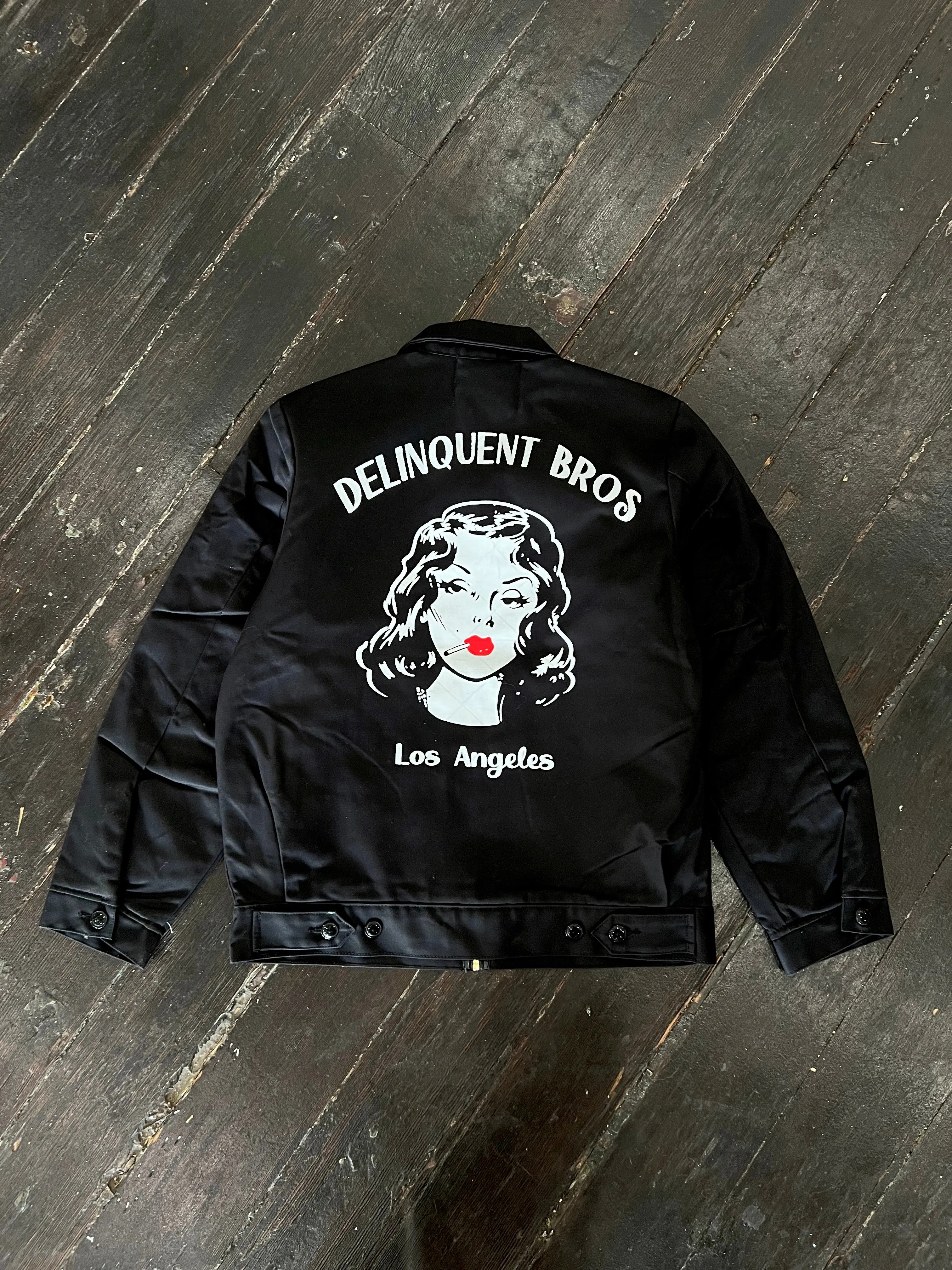"Smoke Girl" Mechanic Jacket in Black.