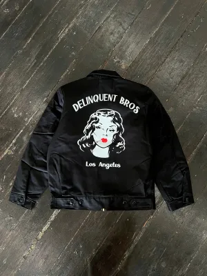 "Smoke Girl" Mechanic Jacket in Black.