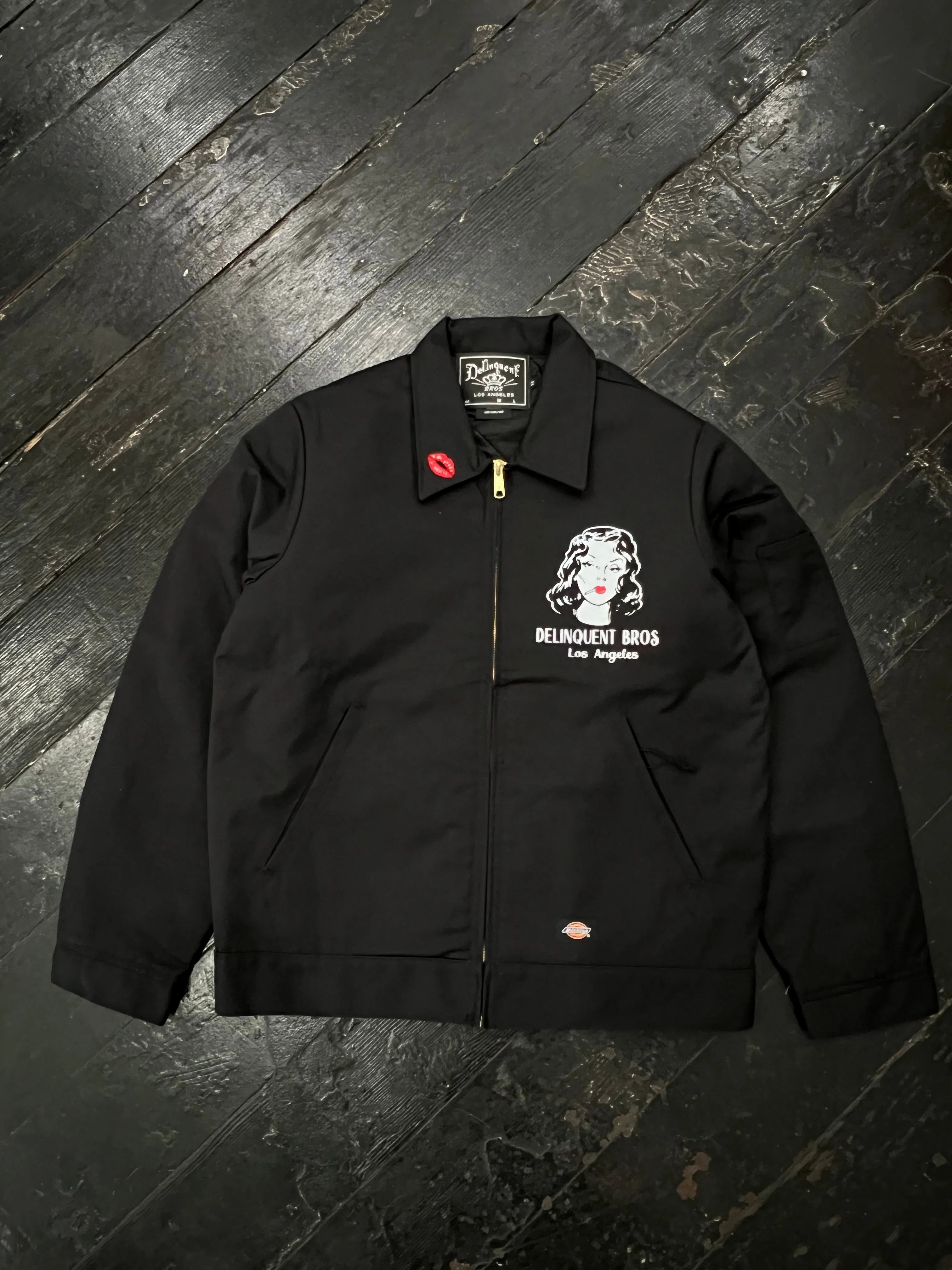 "Smoke Girl" Mechanic Jacket in Black.