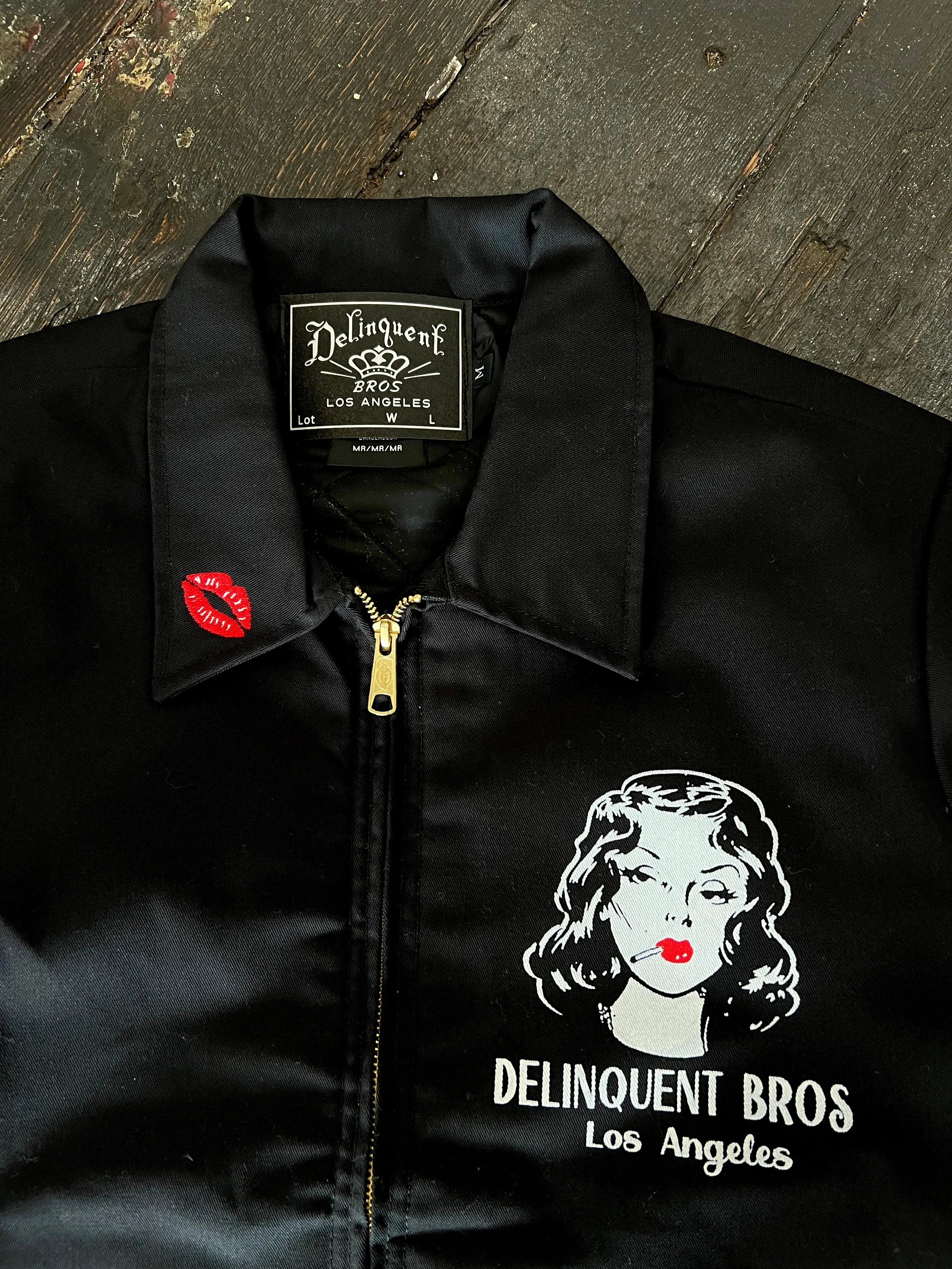 "Smoke Girl" Mechanic Jacket in Black.