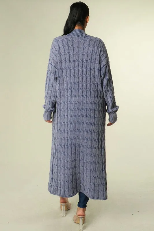 "Sweater Weather" Long Cardigan- Ash Blue