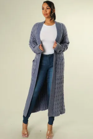 "Sweater Weather" Long Cardigan- Ash Blue