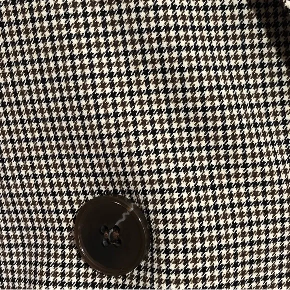 Rachel Zoe Black,cream &amp; brown houndstooth design double breasted blazer Size L