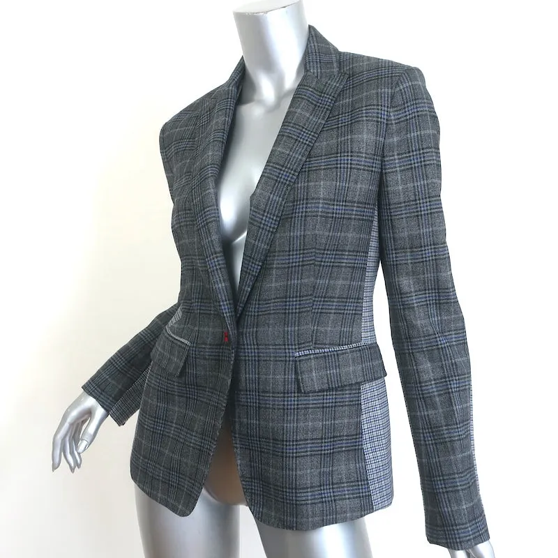 Rag & Bone Lexington Mixed-Plaid Blazer Gray Wool-Blend Size 2 One-Button Jacket