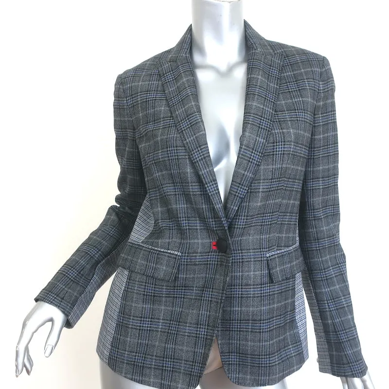 Rag & Bone Lexington Mixed-Plaid Blazer Gray Wool-Blend Size 2 One-Button Jacket