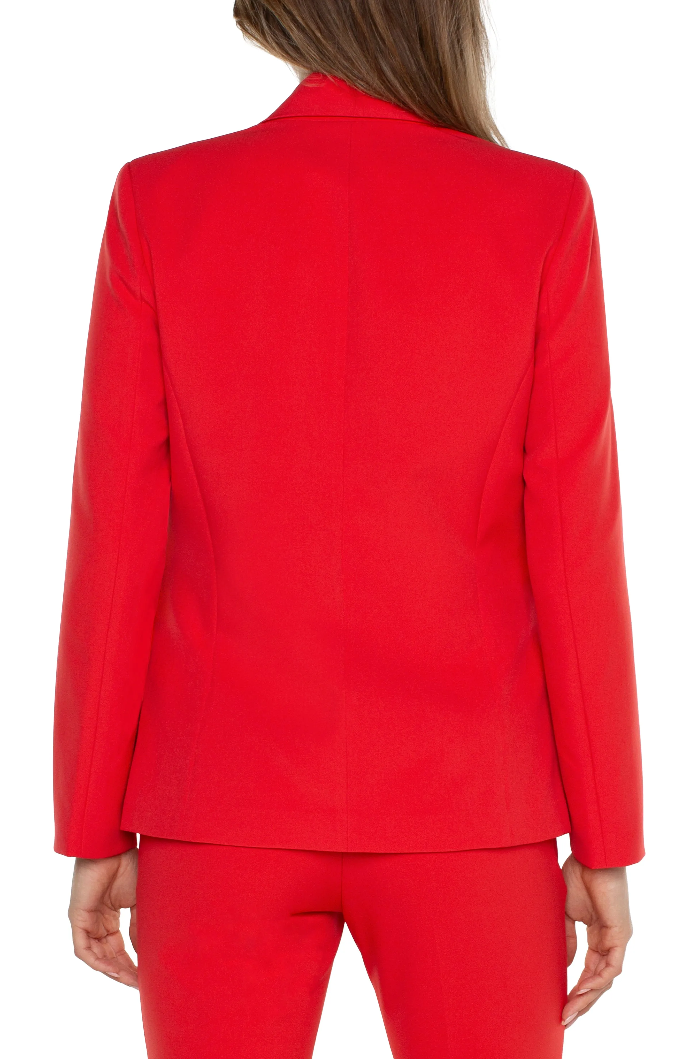 Red Refined: Luxe Stretch Boyfriend Blazer